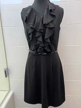 Elle Black Sleeveless Ruffle Front Mini Dress